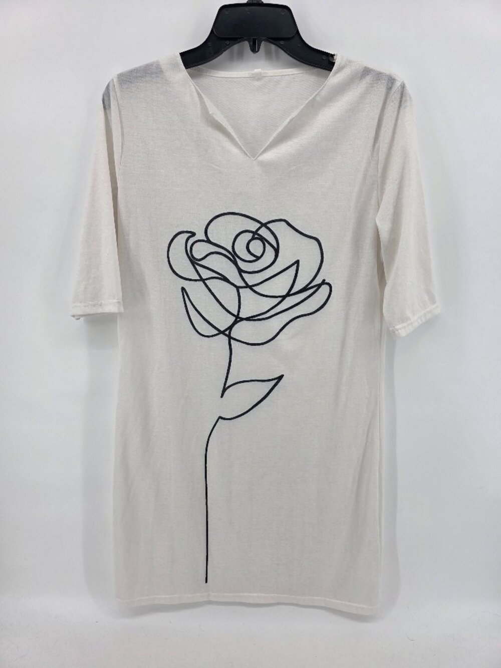 White Line‎ Art Rose Graphic T-Shirt Dress Size M